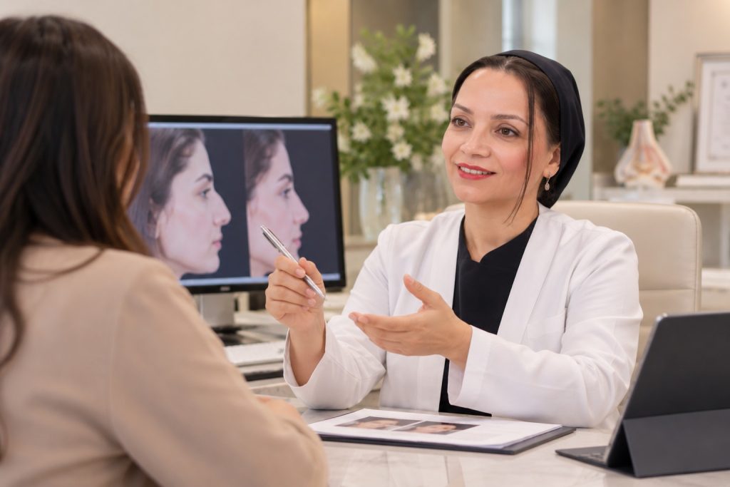 Dr. Katayoun Ansari answering patient questions about rhinoplasty